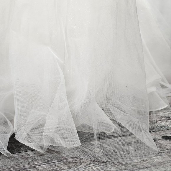 Rebecca Ingram White Lace Beaded Bodice Tulle Wedding Gown Size 18 - Picture 8 of 16